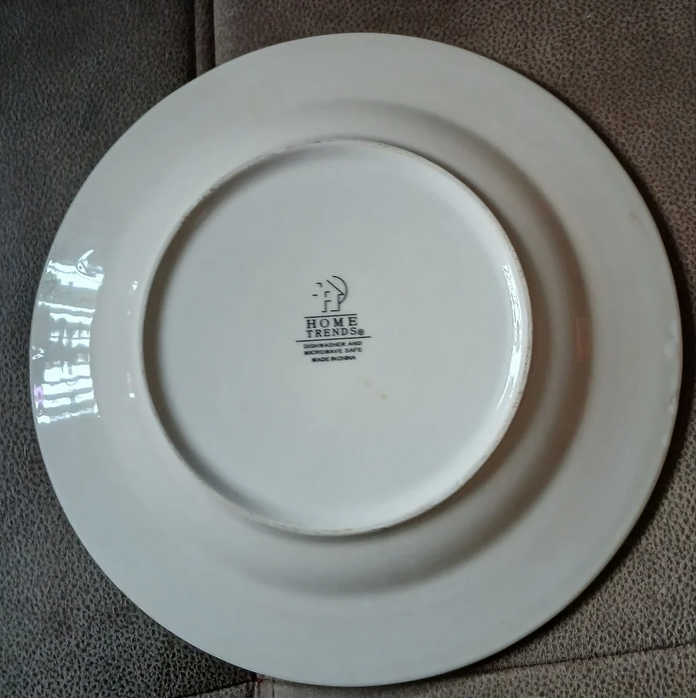 Home Trends Hibiscus Bamboo Dinner Plate Burgundy, Cream And Green